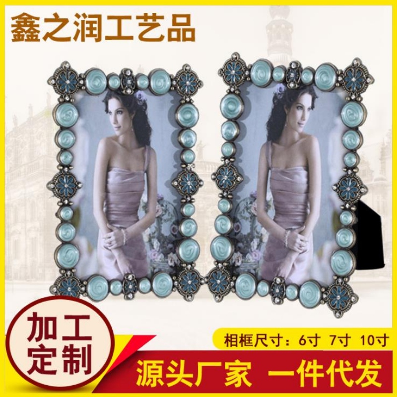 6-инчов, 7-инчов, 10-инчов метален фото кадър, мека сватбена рамка, в циан