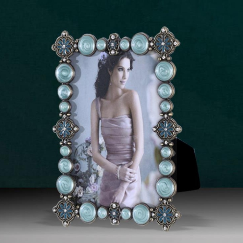 6-инчов, 7-инчов, 10-инчов метален фото кадър, мека сватбена рамка, в циан