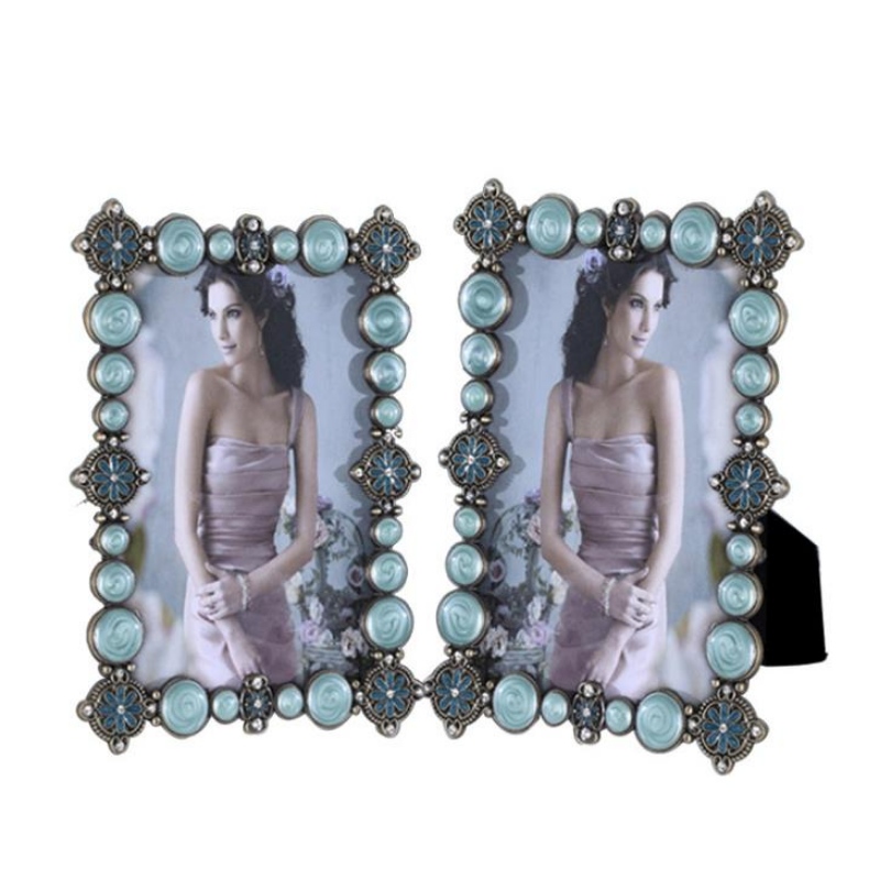 6-инчов, 7-инчов, 10-инчов метален фото кадър, мека сватбена рамка, в циан