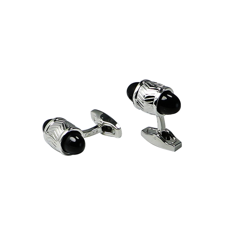 Black Agate Bullet Novelty Cuff Links