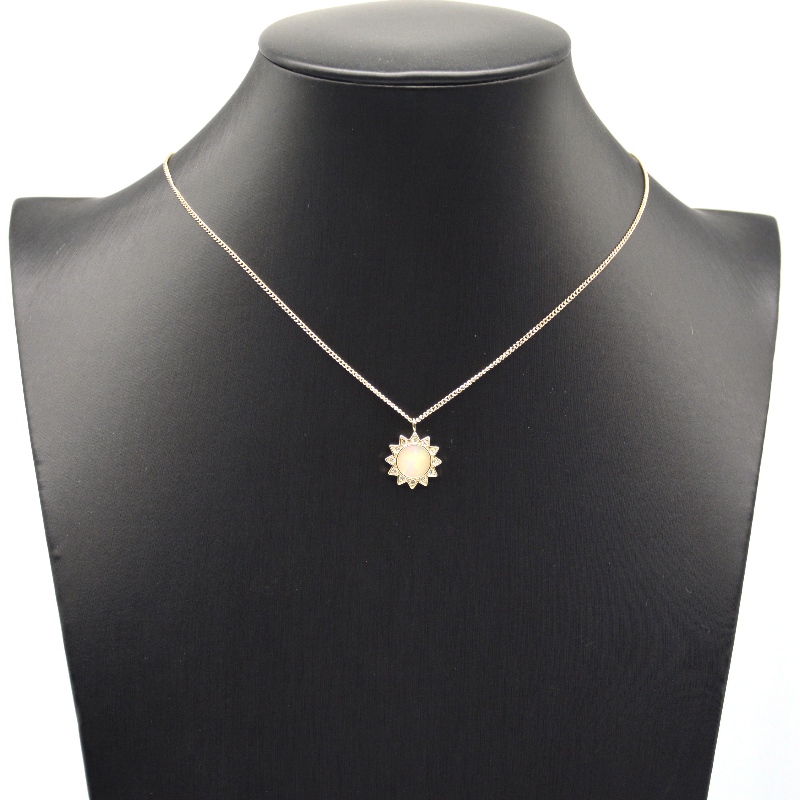 Огърлица с камък от неръждаема стомана rbnck1347