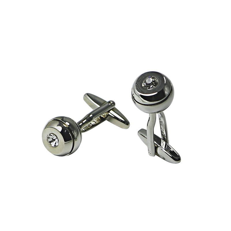 Менс Силвъртоун Ball с Rhinstone Suit Cuff Links