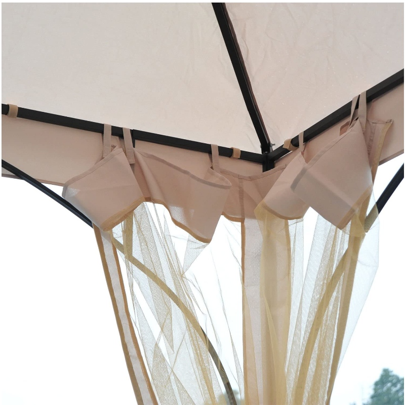 10 'x 10' стоманена сенника за беседка на открито с мрежести стени и покрив, устойчив на UV лъчи