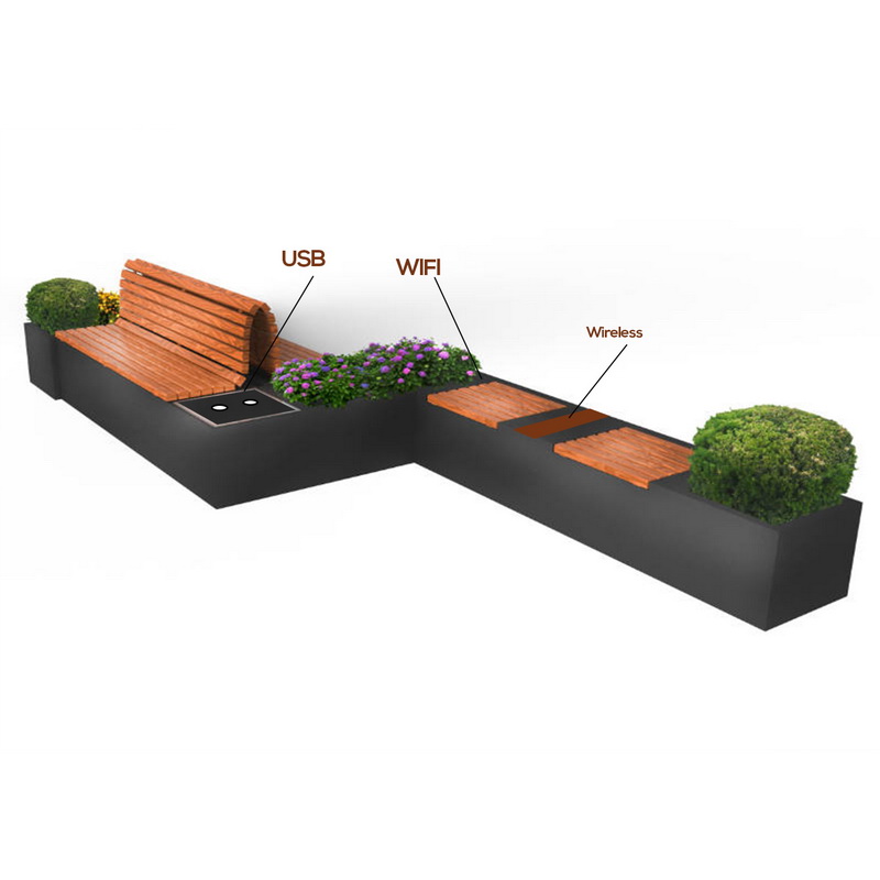 Fasion Design Интелигентни функции Професионален производител Solar Outdoor Smart Bench