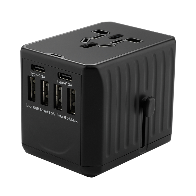 2020 нов 110-250V US AUS UK UK UK включват мобилни телефони аксесоари 6USB зарядно 6A изход универсален пътнически адаптер с 4USB+2Type-C
