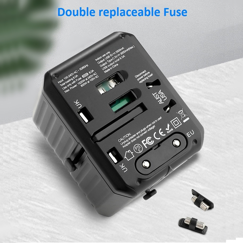 2020 нов 110-250V US AUS UK UK UK включват мобилни телефони аксесоари 6USB зарядно 6A изход универсален пътнически адаптер с 4USB+2Type-C