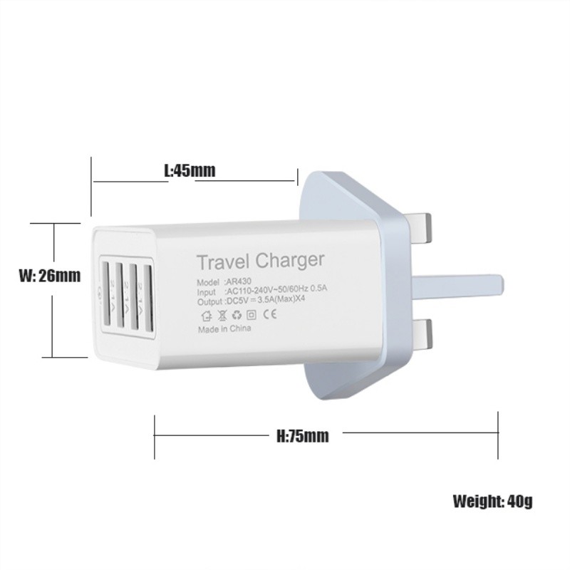 Приставка за бързо 3.0 18W 4 2.1A Port USB Wall Charger AC Travel Charger Adapter преносимо зарядно устройство USB мулти зарядно