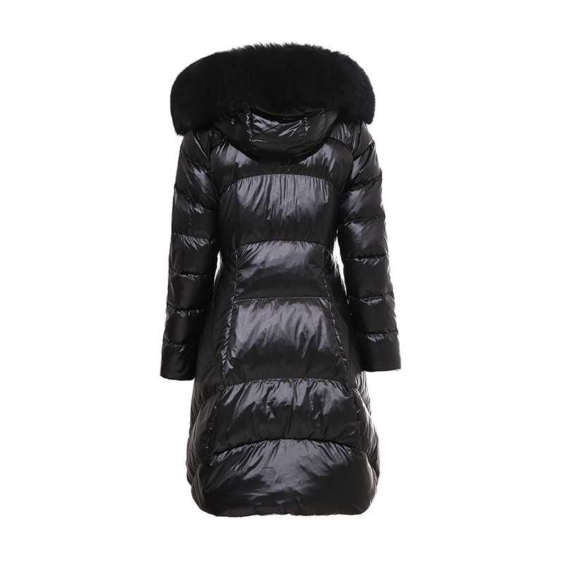 Женско дълго топло палто с подвижен капак