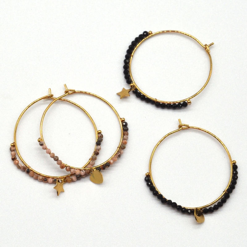 Кръгли обеци, носете мъниста, етнически стил, ретро, ​​бохемски стил, обици в кръг, дамски стил, звезден бохемски стил, висулка, Кит...