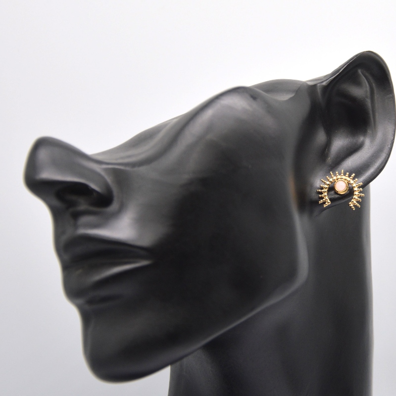 Позлатени обеци от ахат, дамски обеци от неръждаема стомана, дамски обеци Китай Ruifanbao фабрика за обработка на бижута