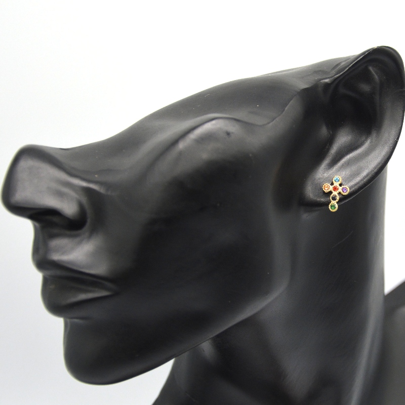 Дамски кръстосани обеци с кръгъл кубичен цирконий мини паве от кръст Обеци за обработка на бижута Ruifanbao