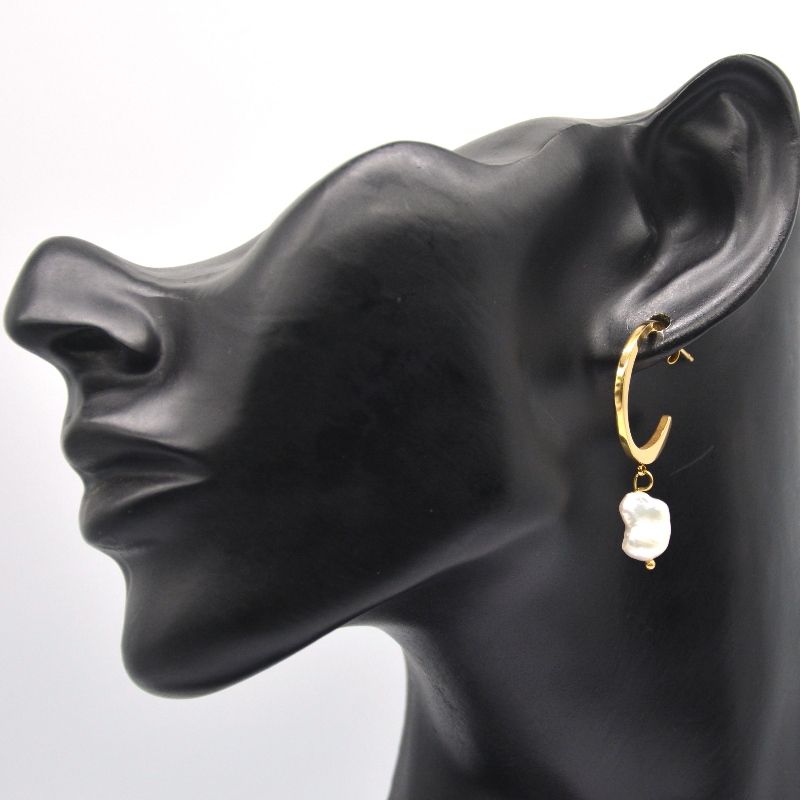 Обикновени имитации перлени обеци златни С-образни висулки обеци дамски дълги висулки обеци бижута Китай Ruifanbao фабрика за обрабо...