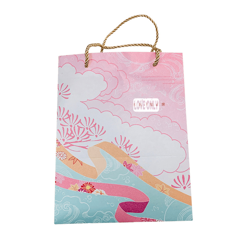 Розови подаръчни чанти със златни дръжки чанти с хартиени чанти