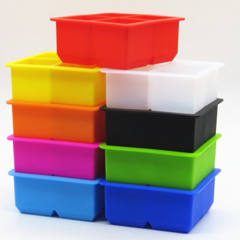 Силикагел 4-решетъчна ледена решетка 4-свързани силикагел квадратна плесен 4-дупка квадратна кутия за аксесоари уиски бар кутия з...