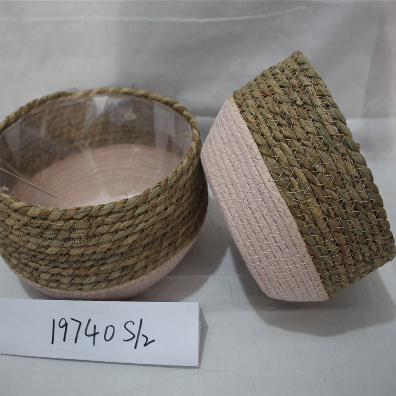 Търговия на едро домашен декор бяла тъкана памучна кошница за съхранение на въже
