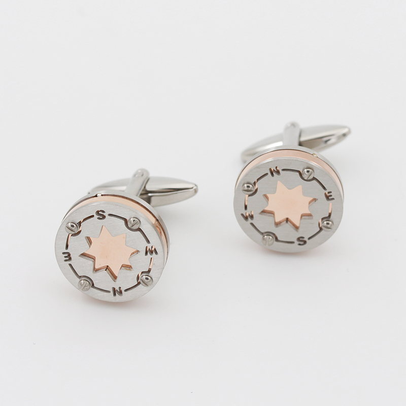 Мъжки копчета за ръкавели за мъже от неръждаема стомана на два цвята