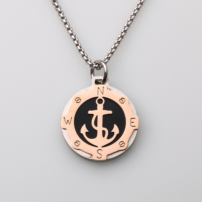 Мъжка огърлица за вятър с котва за вятър от неръждаема стомана в стил Италия, мъжко колие, изработено в Китай