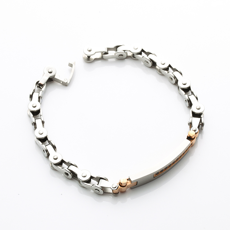 Гривна от два тона от 18K розово злато от неръждаема стомана CNC CZ Модна гривна от камък