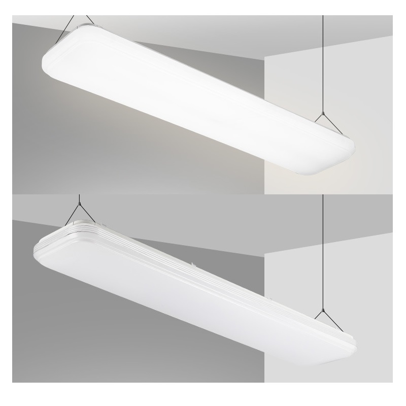 4FT LED Commercial Breakuth Shop Light Fiture 60W Low Bay Linear Flashmount Office Ceiling [4 lamp 32W Fluorescent Еквивалент] 5000K Daylight White ETL Листed