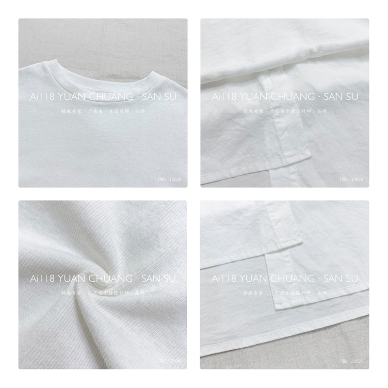 Съблазнителен дизайн Minimalist Round Collar Stilched Sluves Style Casual Solid color памук и лен, които са по поръчка 12626 T-Shirts