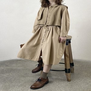 Loose-fitting sign Minimalist Stylish Casual Solid color Printed color памук и лен oversized 19572 Риза Дрешки +Waistcoat