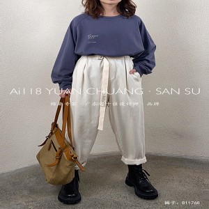 Свободните дамски панталони, които са пригодени за всякакви поводи, най-удобният обикновен памучен лен стил 11768, стилен и свободе...