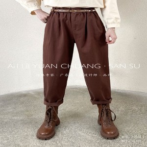 Свободните дамски панталони, които са пригодени за всякакви поводи, най-удобният обикновен памучен лен стил 11727 Стилен и свободен...