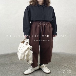 Свободните дамски панталони, които са пригодени за всякакви поводи, най-удобният обикновен памучен лен стил 11726 стилен и свободен...