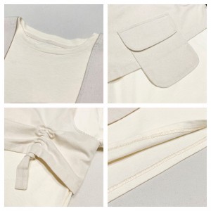 Свободен дизайн Минималистичен стил с кръгла яка Стил на зашит ръкав Ежедневен Едноцветен памук и лен извънгабаритни тениски по ...