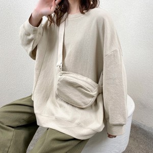 Loose-фитинг дизайн Minimalist Round Collar Stutched Sluves Stilched Style Casual Solid color памук и лен, които са по поръчка 12686 Sweatshirts