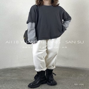 Съблазнителен дизайн, минималист в стил кръгла яка, стилът на стилът на стилът на усукания твърд цвят памук и лен, които са по поръ...