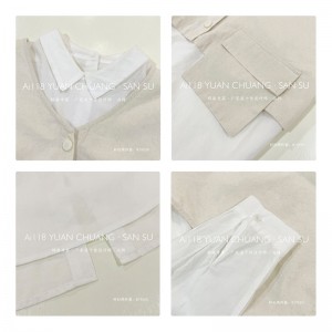 Loose- using sign Minimalist Stylish Casual Solid color Striped Cheched oversized 19550 Lose Shirt + Waistcoat