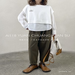 Loose- fitting sign Minimalist Stylish Casual Solid color Striped Checked oversized 19600 arnd clarge Shirt +Waistcoat