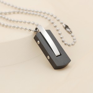 Търговия на едро с неръждаема стомана, двуцветна черна висулка колие