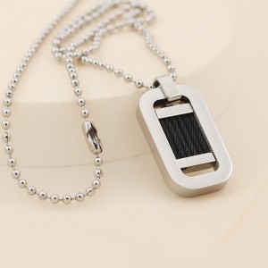 На едро неръждаема стомана двуцветна черна окачена огърлица от тел