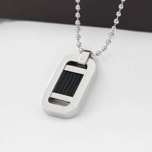 На едро неръждаема стомана двуцветна черна окачена огърлица от тел