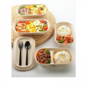 Овални кутии за бързо хранене за бързо хранене биоразградими контейнери за опаковане на храни bagasse с прозрачно покритие