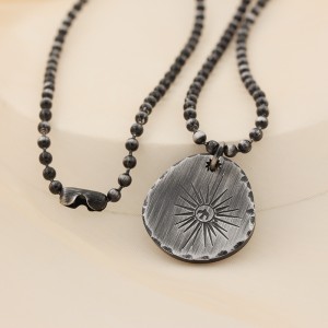 Антична черна огърлица Сияйна звездна висулка от неръждаема стомана кръгла огърлица