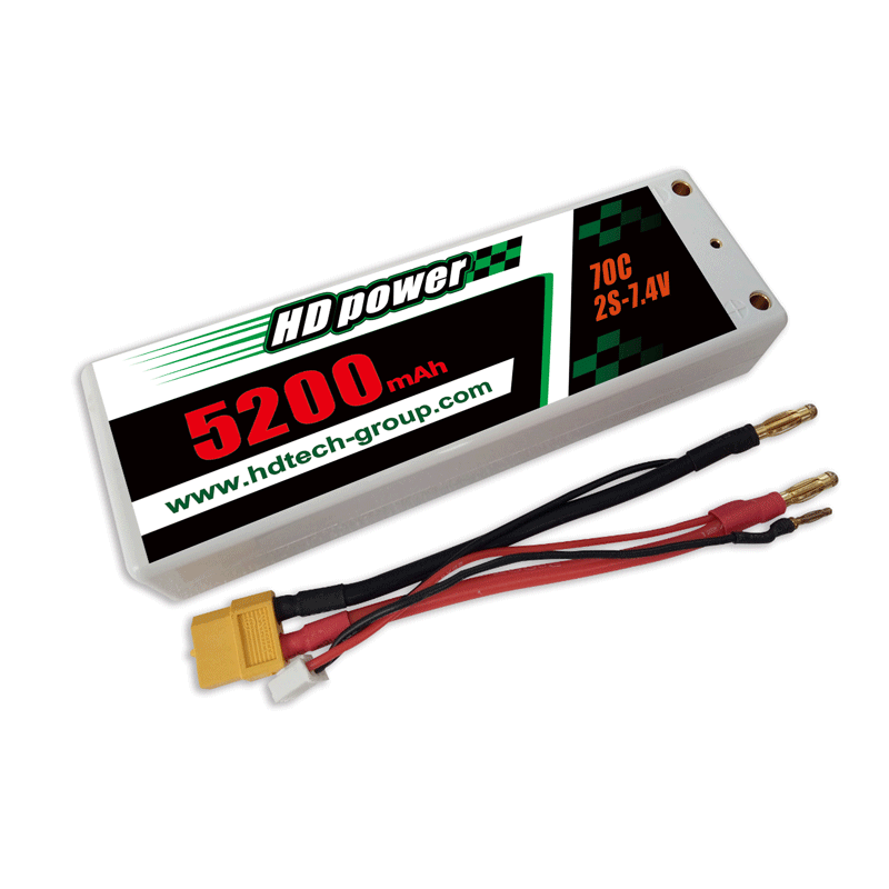 HD 5200mAh 70C 2S 7.4V Твърд калъф LiPO батерия