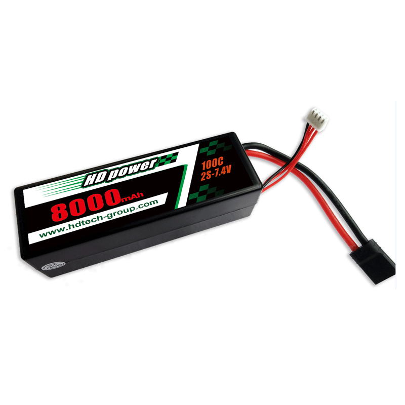 HD POWER 8000mAh 100C 2S 7.6V Твърд калъф HV LiPO батерия