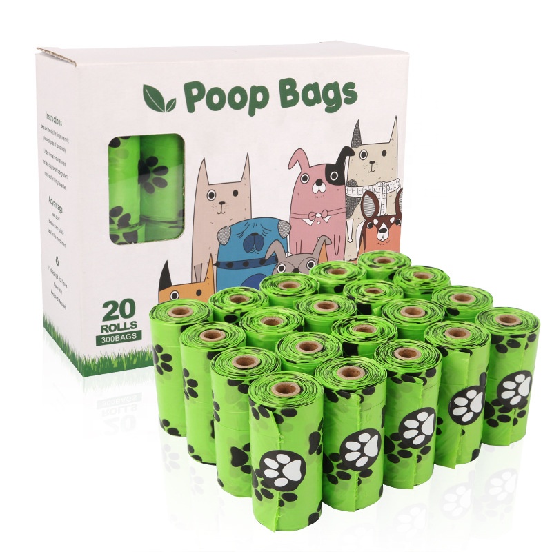 100% биоразградими торбички за кучета за отпадъци, компостируеми торбички за кучета с дозатор