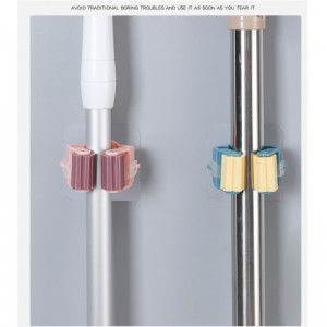 JASON пластмасова плоска стенна стойка за мопър за метла за стена, Нова мощна безшевна подвижна скоба за моп за стена