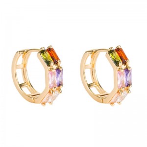 Трансграничен източник Външна търговия Геометричен двоен ред Zircon обеци Женски меден микро-инкрустиран цвят циркониев хип хоп об...