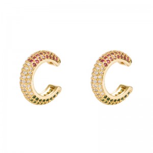 INS европейски и американски обеци позлатени месинг с цвят Zircon обеци хип-хоп мъже и жени без пробити ушни клипове