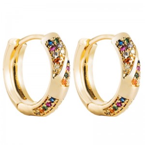 Инс европейски и американски етнически стил Обеци креативни геометрични кухи обеци женски медни покрития реални златни микро-ин...