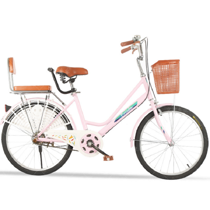Популярни 24-инчов велосипед мъж и жена Високороден велосипед с кошница с кошница
