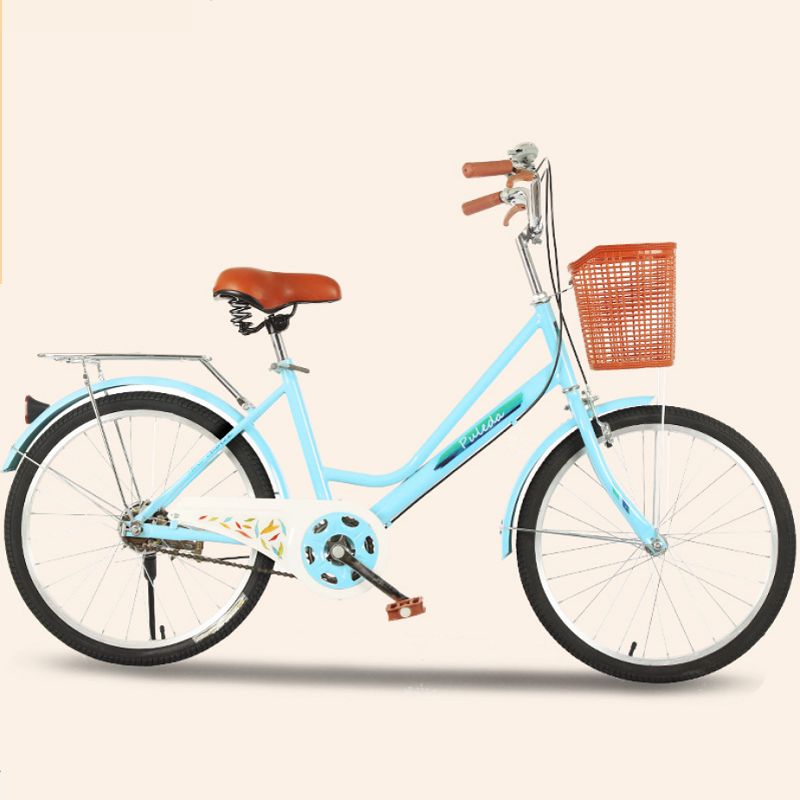 Популярни 24-инчов велосипед мъж и жена Високороден велосипед с кошница с кошница