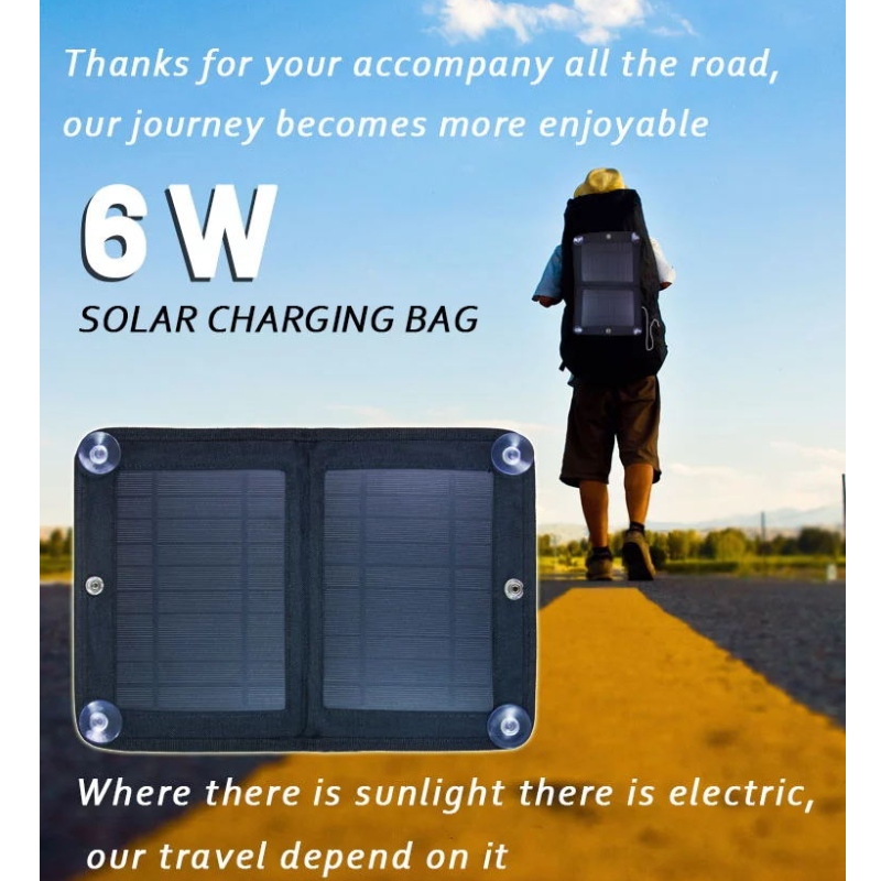 Цена на едро 6W Сгъваема нова технология Слънчеви панели Зареждане на чанта за мобилен телефон