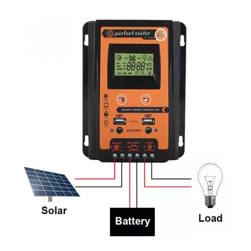 PWM 30A 12V 24VDC слънчева такса Регулатор на батерията Солален панел с двоен USB изходен LCD дисплей