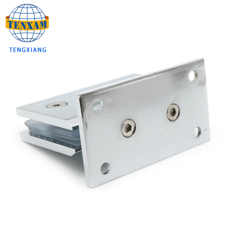 Висококачествена прецизност, гъста цинкова сплав 304 скосена баня 90 градуса стъкло панти скоба клипс